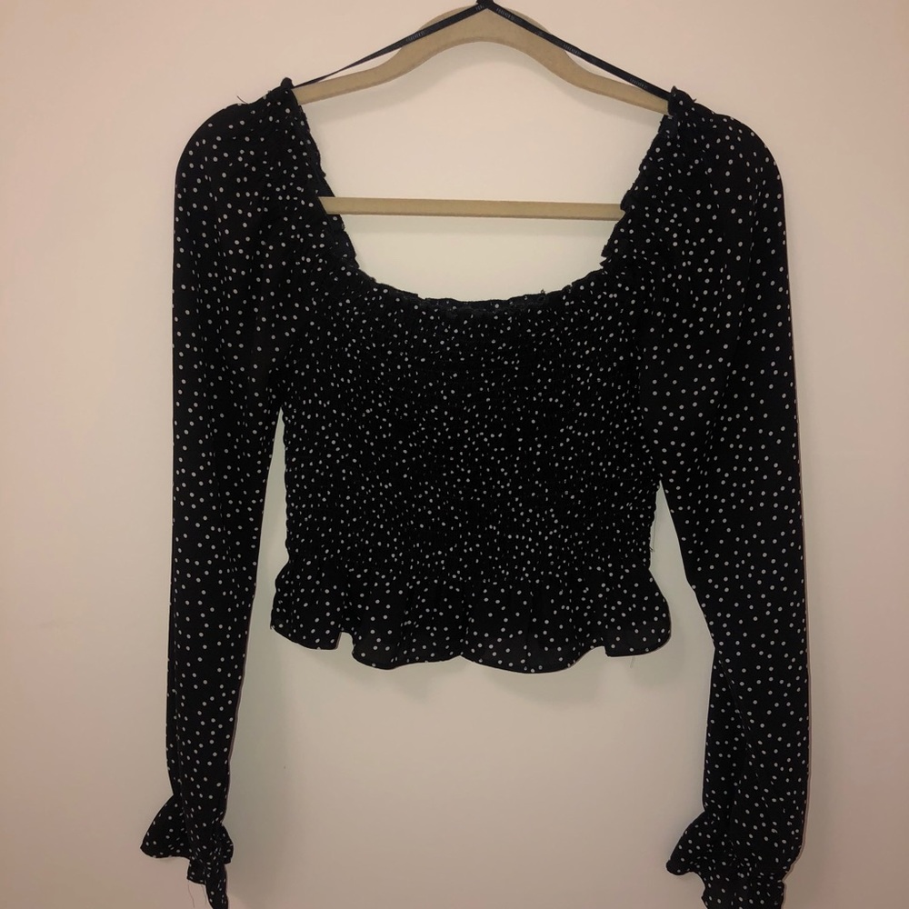 Polka dot Peasant Top